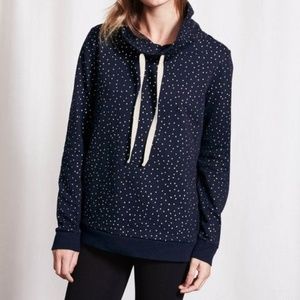 BODEN Off Duty Cowl Sweatshirt Navy Gold Dots K41